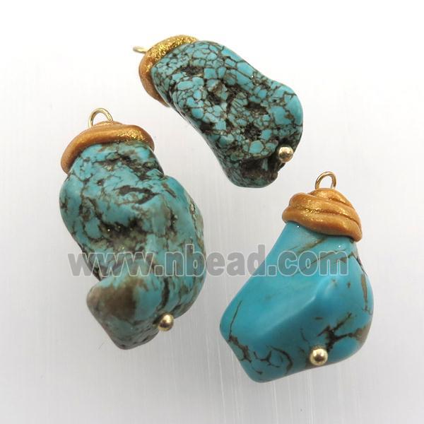 Turquoise nugget pendant, freeform