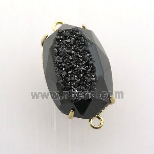 black Agate Druzy oval connector