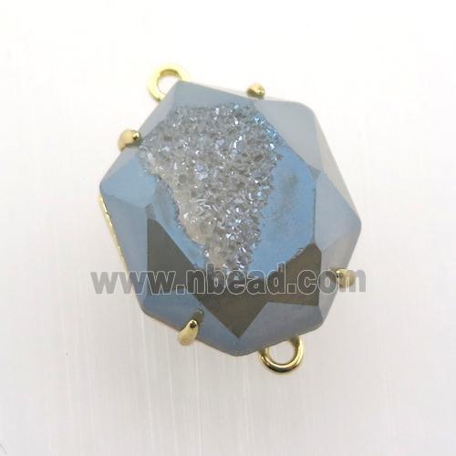 bluegray Agate Druzy hexagon connector