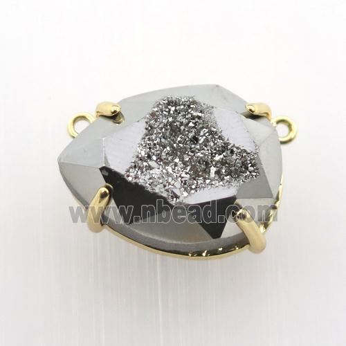silver Agate Druzy teardrop pendant