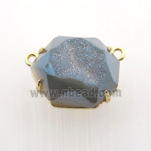 bluegray Agate Druzy hexagon pendant