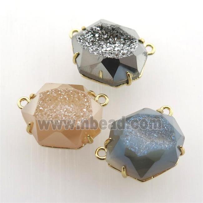 Agate Druzy hexagon pendant, mix color