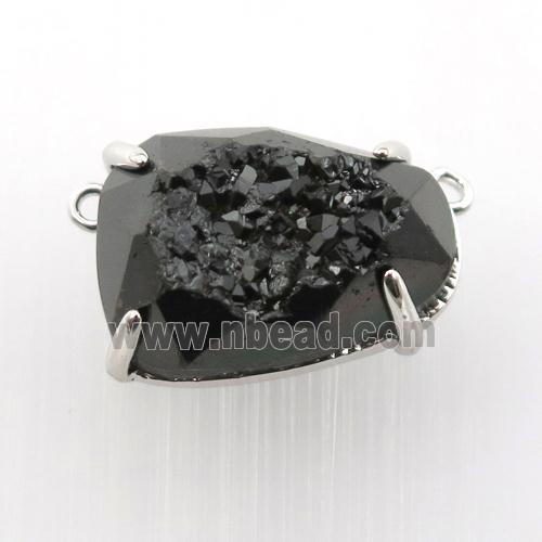 black Agate Druzy teardrop pendant
