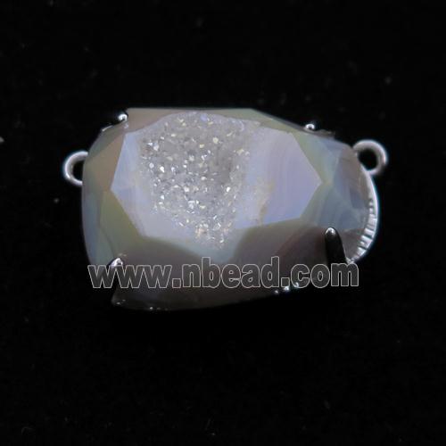 white AB-color Agate Druzy teardrop pendant