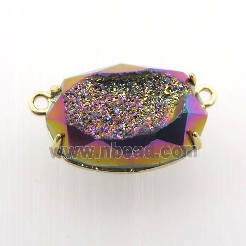 rainbow Agate Druzy oval pendant