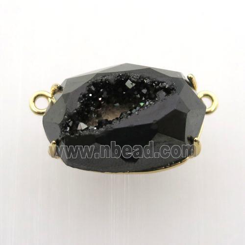black Agate Druzy oval pendant
