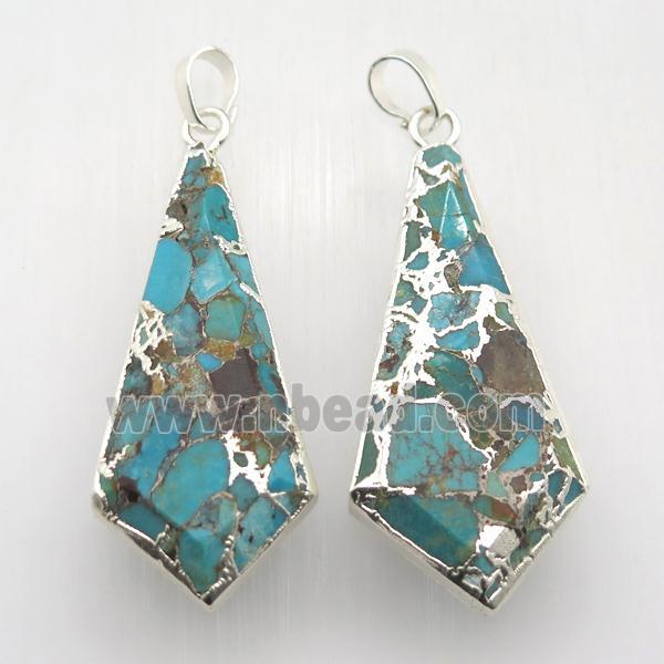 Mosaic Turquoise pendant, silver plated