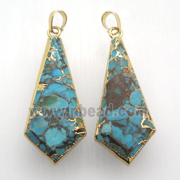 Mosaic Turquoise pendant, gold plated