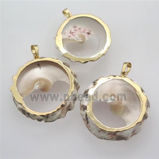 Mother Of Pearl pendant, gold plated