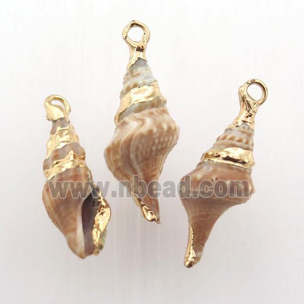 Conch shell pendant, gold plated