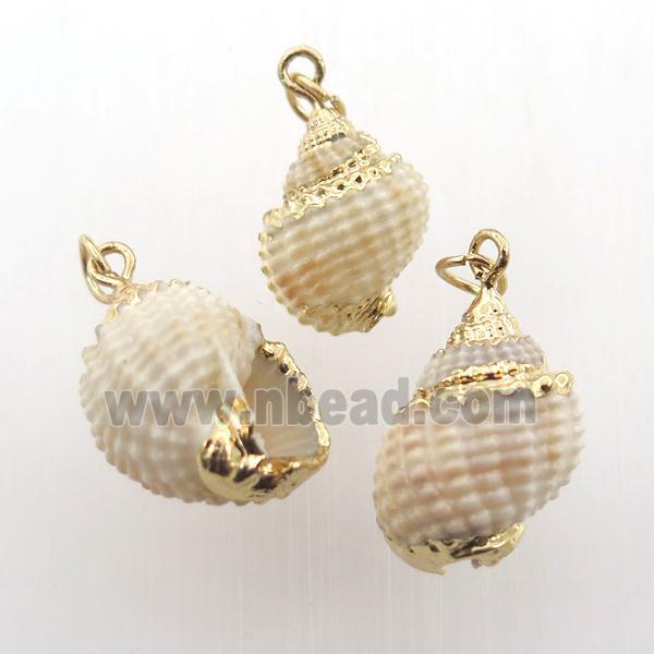 conch shell pendant, gold plated