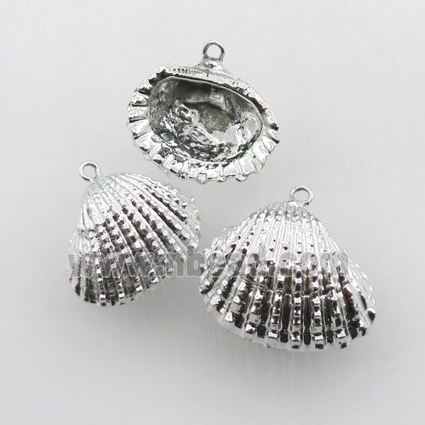 conch shell pendant, silver plated