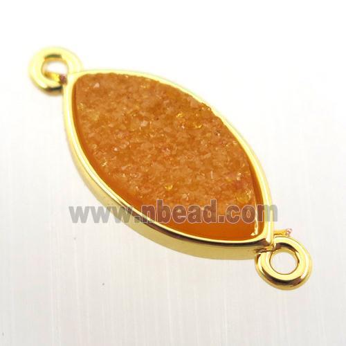orange agate druzy eye connector, gold plated