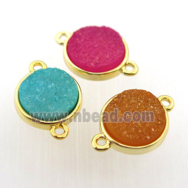 agate druzy circle connector, gold plated, mix color