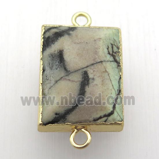 picasso jasper rectangle connector, gold plated