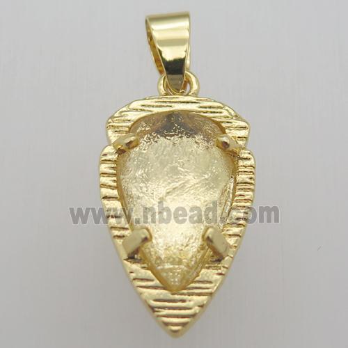 clear quartz crystal teardrop pendant, gold plated