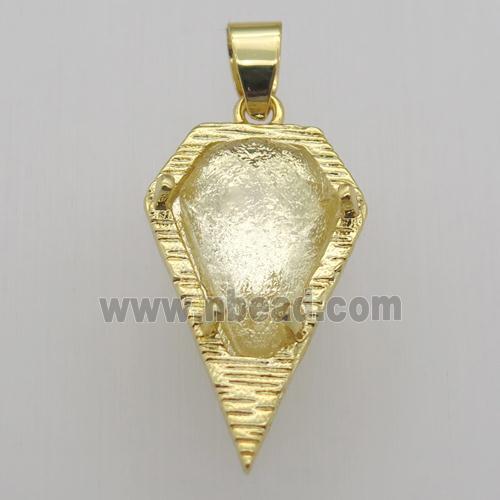 clear quartz teardrop pendant, gold plated