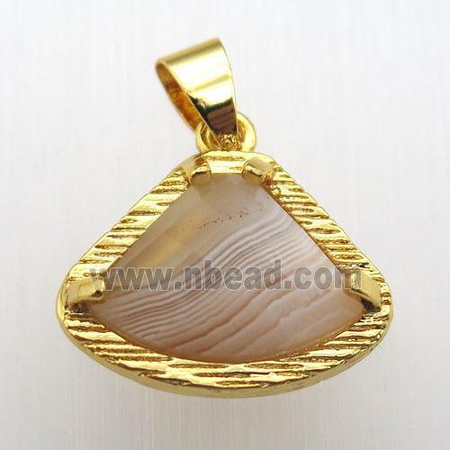 botswana agate fan pendant, gold plated