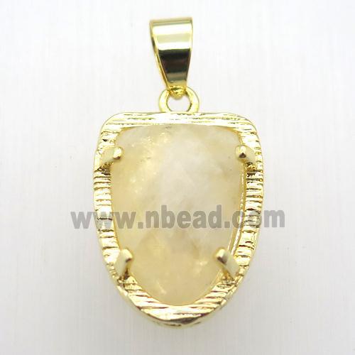citrine tongue pendant, gold plated