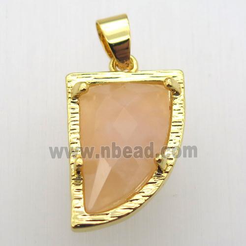 rose quartz horn pendant, gold plated