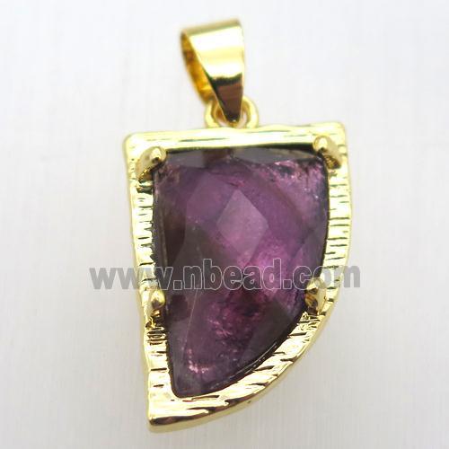 purple amethyst horn pendant, gold plated