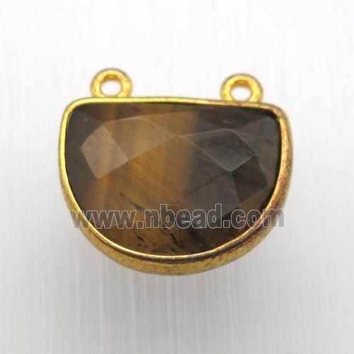 tiger eye stone moon pendant, gold plated