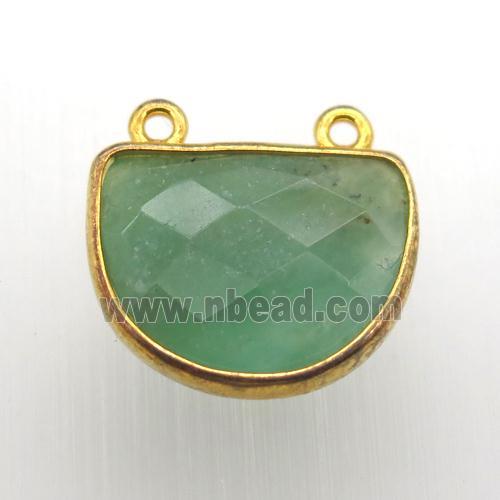 green Australian Chrysoprase moon pendant, gold plated