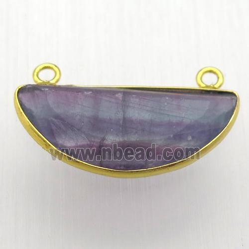purple fluorite moon pendant, gold plated