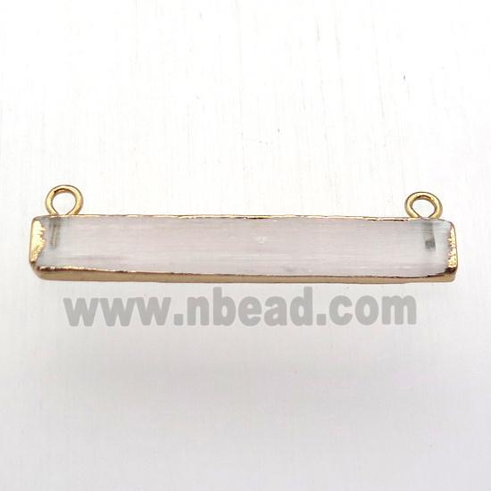 white Calcite pendant with 2loops, rectangle, gold plated