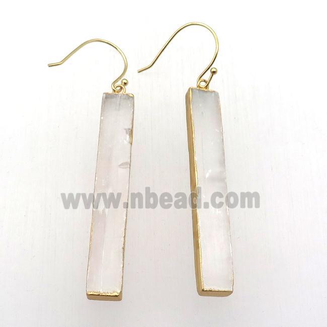 white Calcite Earring, rectangle, gold plated