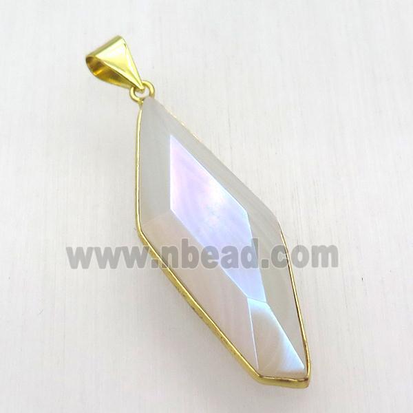 white Agate pendant, AB color electroplated