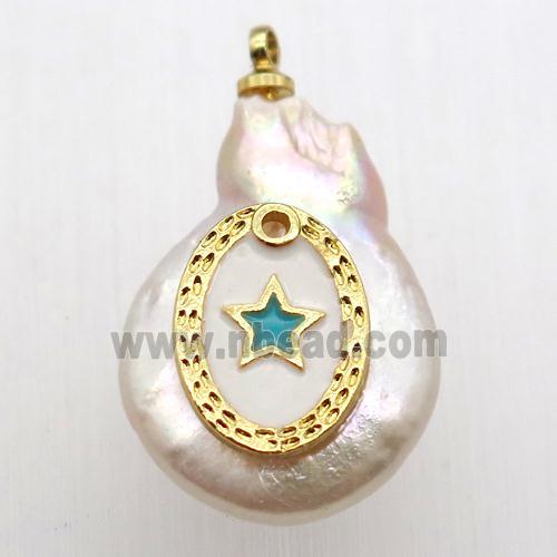 Natural pearl pendant with star