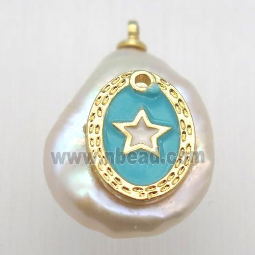 Natural pearl pendant with star