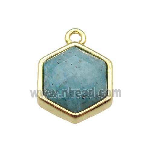 Amazonite hexagon pendant, gold plated