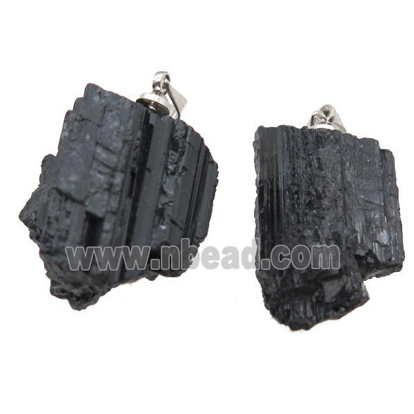 black Tourmaline nugget pendant, freeform