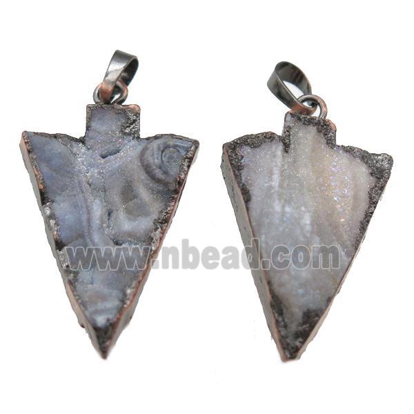 Solar Agate Druzy arrowhead pendant, antique red