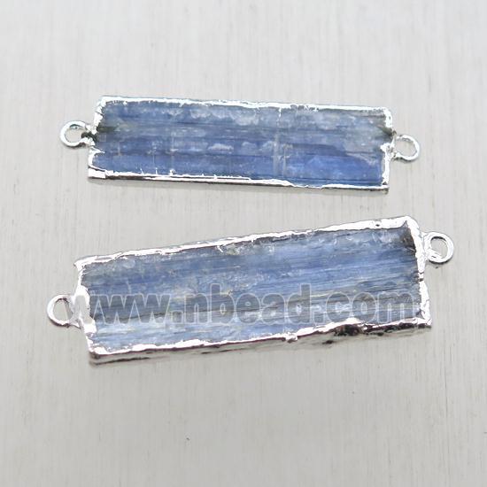 blue kyanite rectangle connector, silver plated