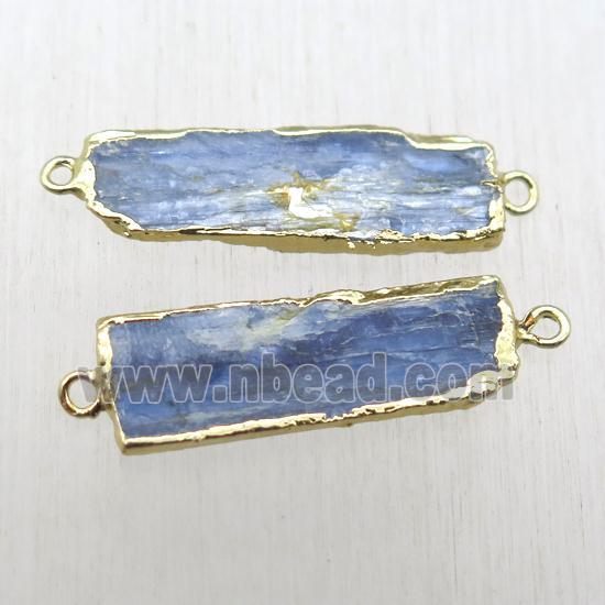 blue kyanite rectangle connector, gold plated