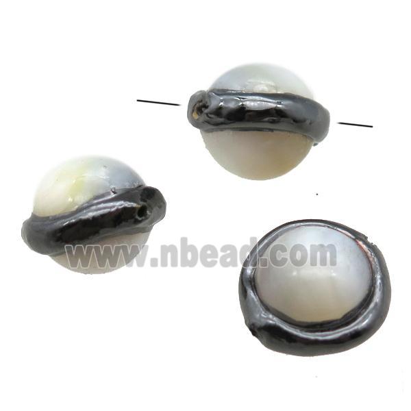 Mother of Pearl beads, black plated