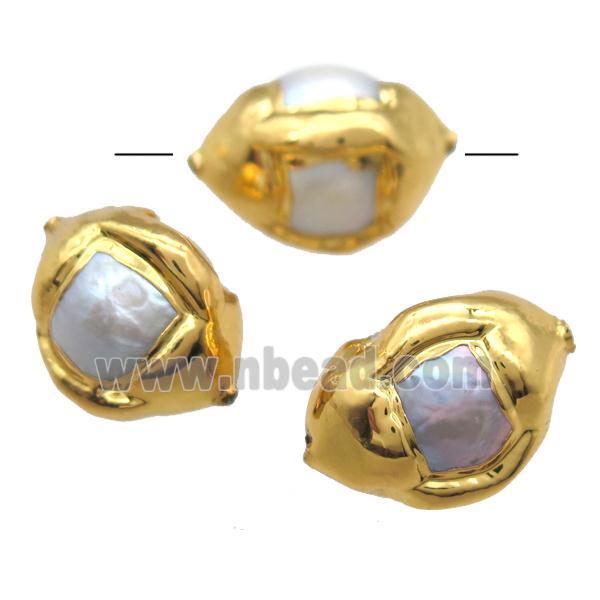 natural pearl beads, gold plated