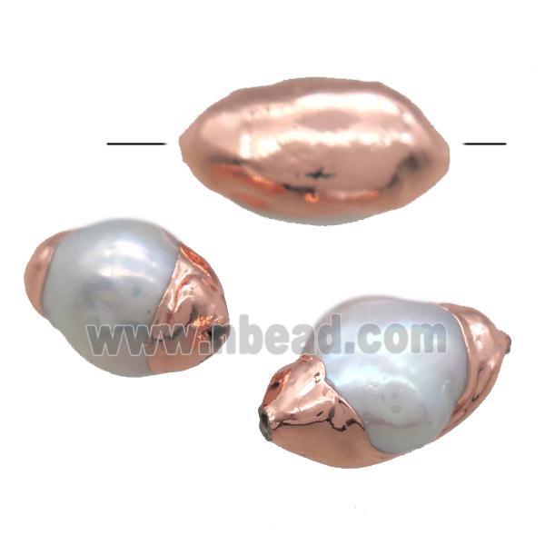 natural pearl beads, freeform, rose gold