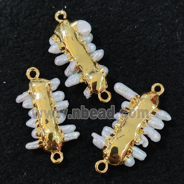 natural pearl connector, gold plated
