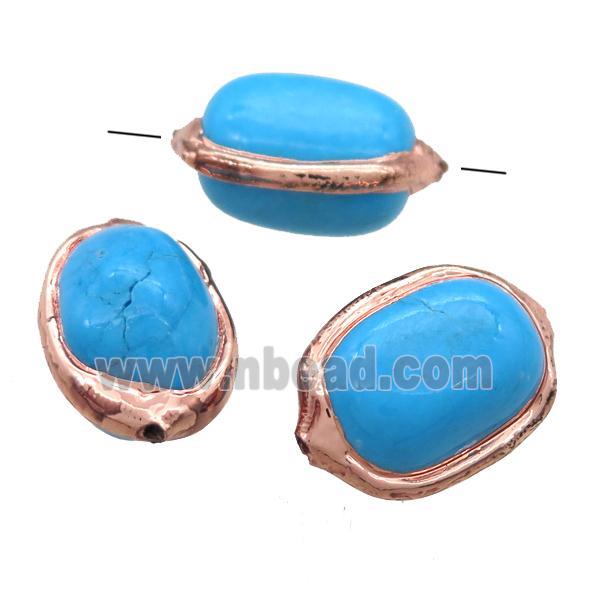 blue assembled Turquoise barrel beads, rose gold