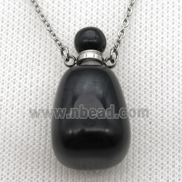 black Onyx Agate perfume bottle Necklace