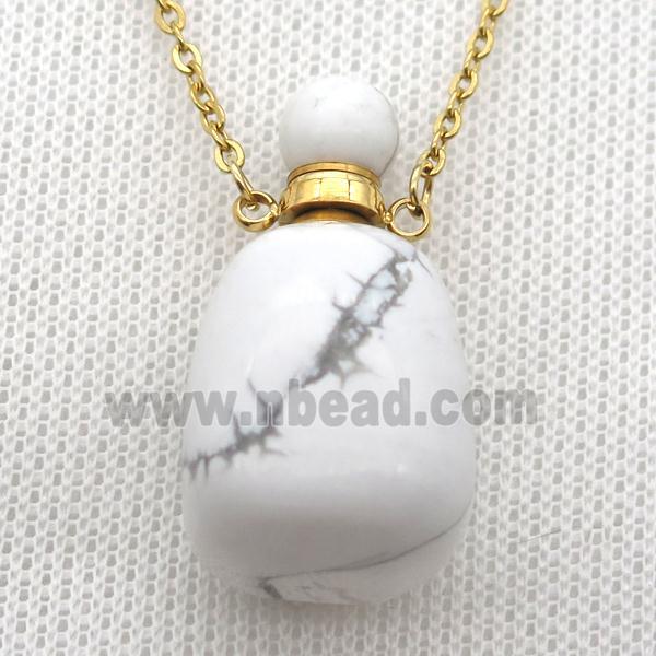 white Howlite Turquoise perfume bottle Necklace