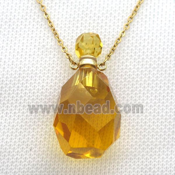 yellow Citrine Gemstone perfume bottle Necklace