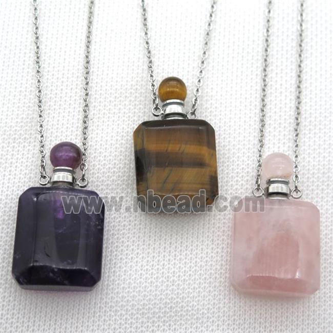 mixed Gemstone perfume bottle Necklace