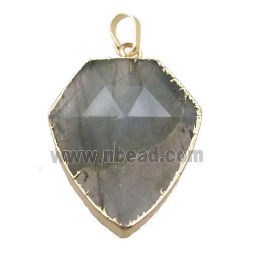 Labradorite arrowhead pendant, gold plated
