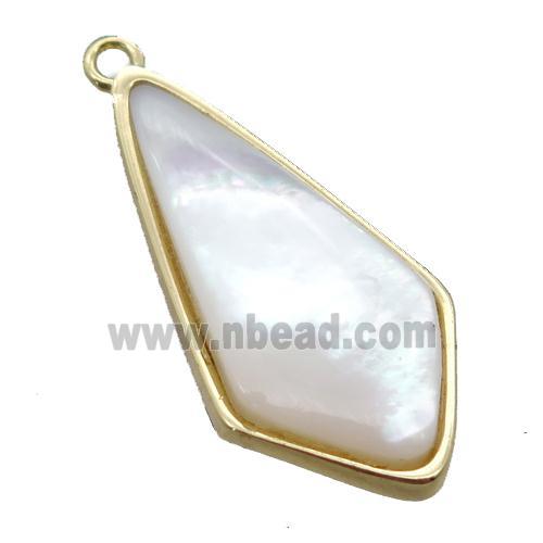 white pearlized Shell teardrop pendant, gold plated