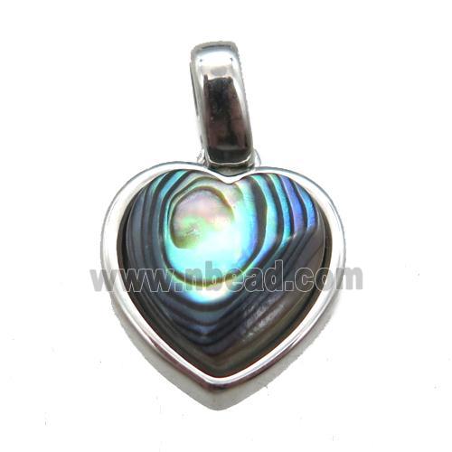 Abalone Shell heart pendant, platinum plated